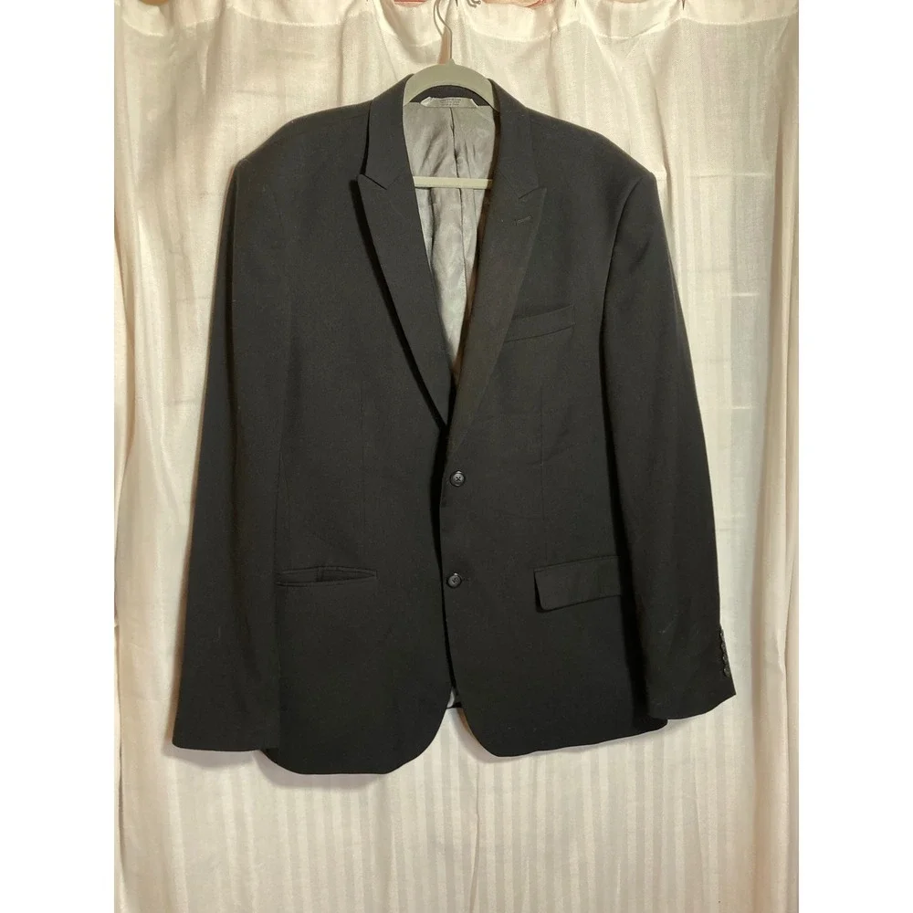 Perry Ellis Men's Slim Fit Black Blazer Suit Jacket Sport Coat Size 46 Regular